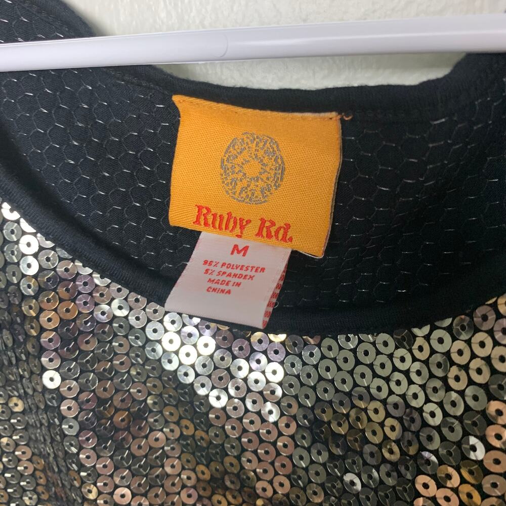 Ruby Rd Leopard Gold Sequin Tank Top - Picture 3 of 5